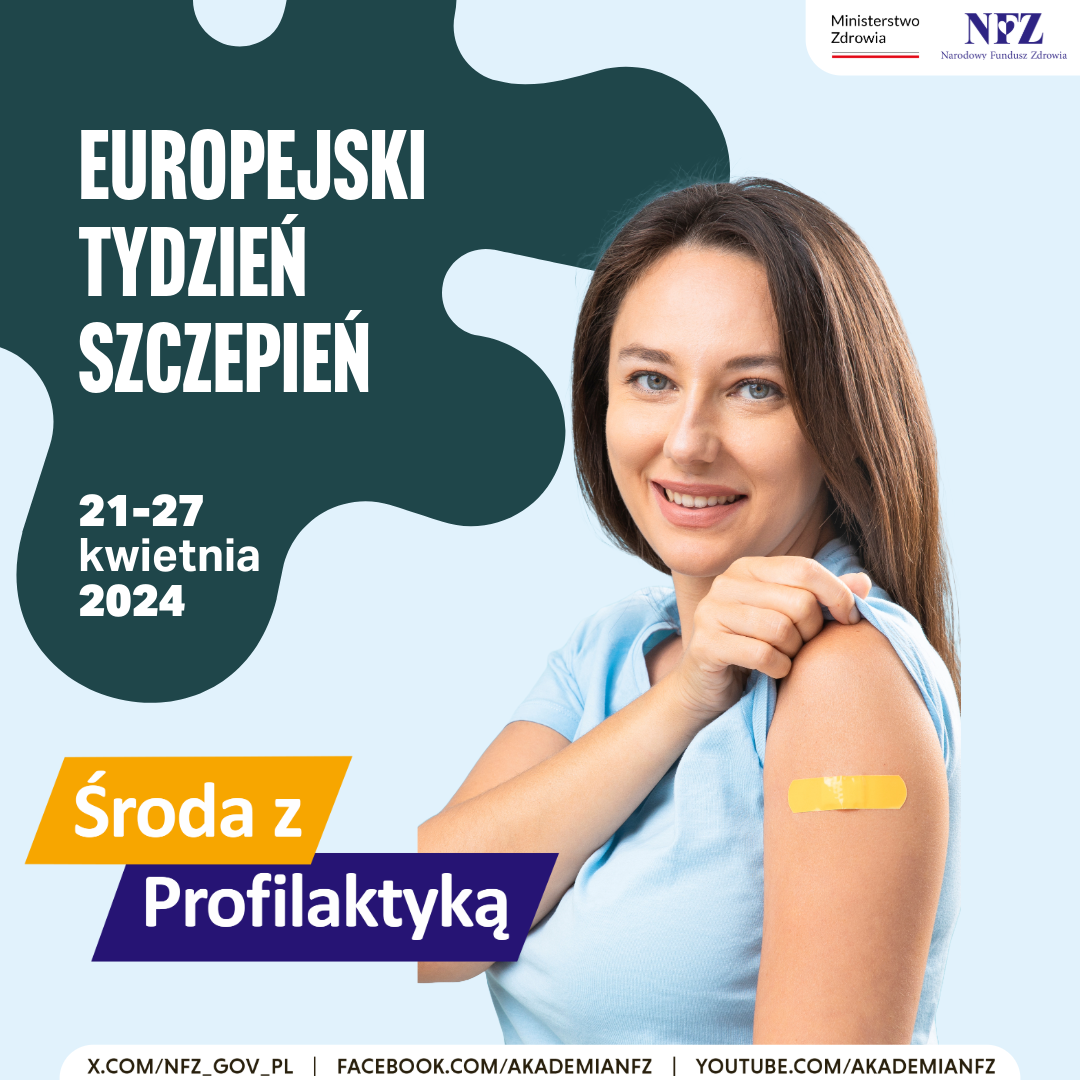 Plakat promujący Tydzień Szczepień z NFZ